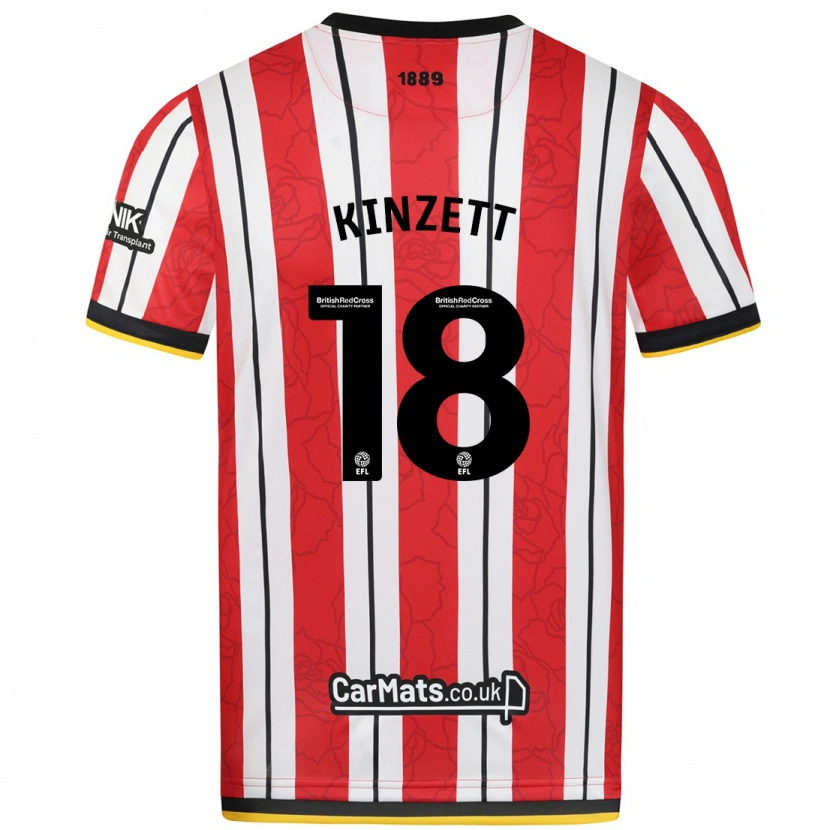 Danxen Kvinder Ella Kinzett #18 Røde Hvide Striber Hjemmebane Spillertrøjer 2024/25 Trøje T-Shirt
