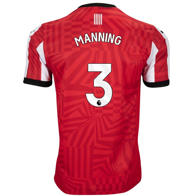 Danxen Kvinder Ryan Manning #3 Rød Hvid Hjemmebane Spillertrøjer 2024/25 Trøje T-Shirt