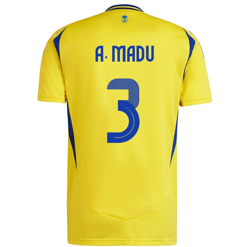 Danxen Kvinder Abdullah Madu #3 Gul Blå Hjemmebane Spillertrøjer 2024/25 Trøje T-Shirt