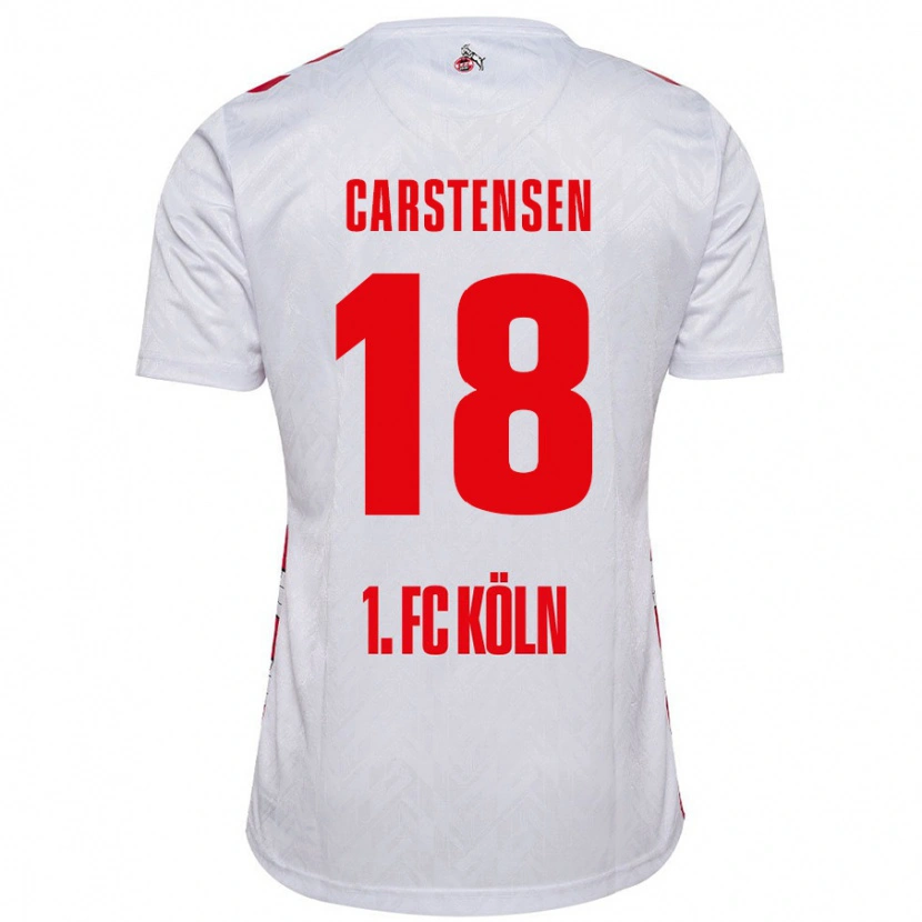 Danxen Kvinder Rasmus Carstensen #18 Hvid Rød Hjemmebane Spillertrøjer 2024/25 Trøje T-Shirt