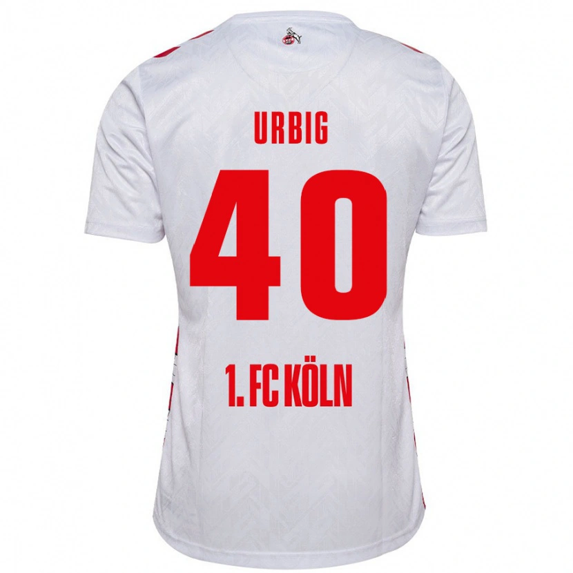Danxen Kvinder Jonas Urbig #40 Hvid Rød Hjemmebane Spillertrøjer 2024/25 Trøje T-Shirt