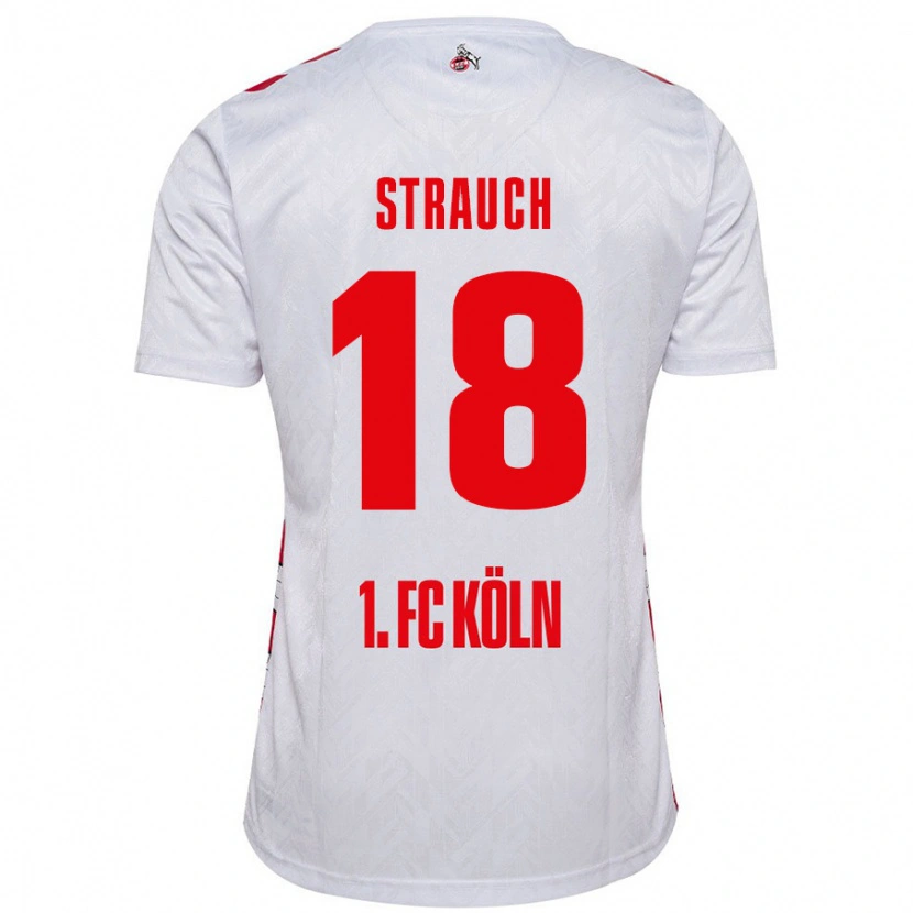 Danxen Kvinder Georg Strauch #18 Hvid Rød Hjemmebane Spillertrøjer 2024/25 Trøje T-Shirt