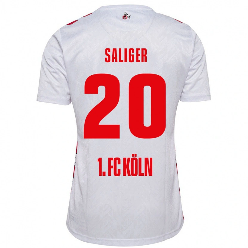 Danxen Kvinder Jonas Saliger #20 Hvid Rød Hjemmebane Spillertrøjer 2024/25 Trøje T-Shirt