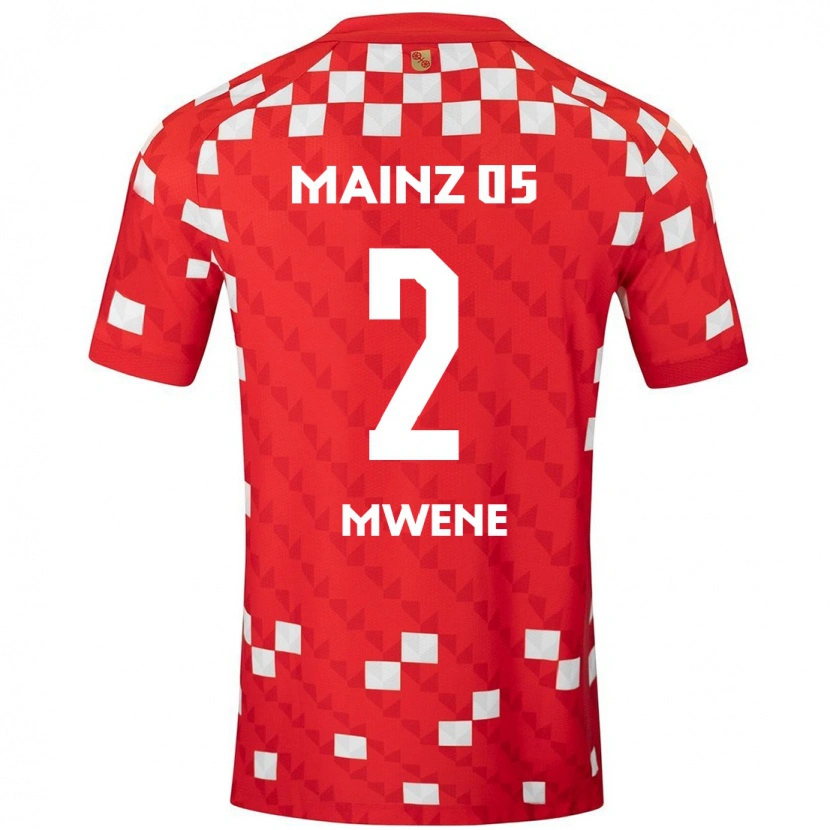 Danxen Kvinder Phillipp Mwene #2 Hvid Rød Hjemmebane Spillertrøjer 2024/25 Trøje T-Shirt