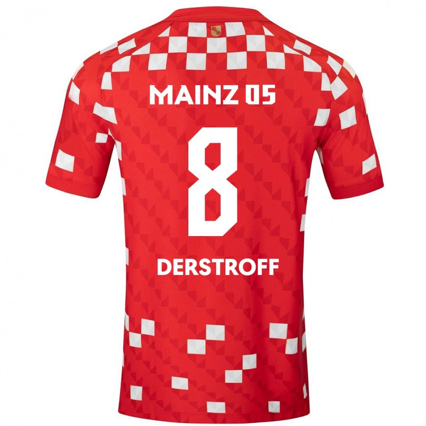 Danxen Kvinder Julian-Maurice Derstroff #8 Hvid Rød Hjemmebane Spillertrøjer 2024/25 Trøje T-Shirt