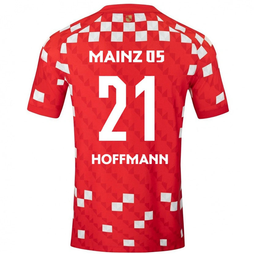 Danxen Kvinder Leon Hoffmann #21 Hvid Rød Hjemmebane Spillertrøjer 2024/25 Trøje T-Shirt