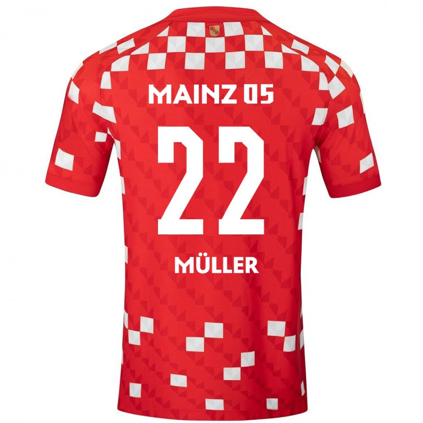 Danxen Kvinder Tim Müller #22 Hvid Rød Hjemmebane Spillertrøjer 2024/25 Trøje T-Shirt