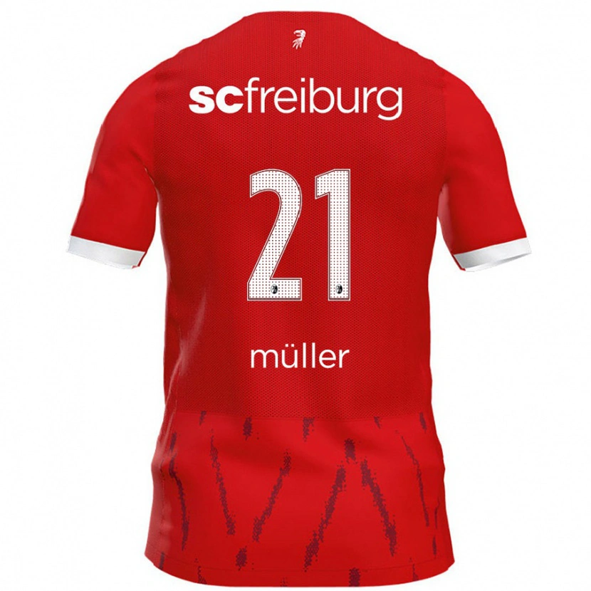 Danxen Kvinder Florian Müller #21 Rød Hjemmebane Spillertrøjer 2024/25 Trøje T-Shirt