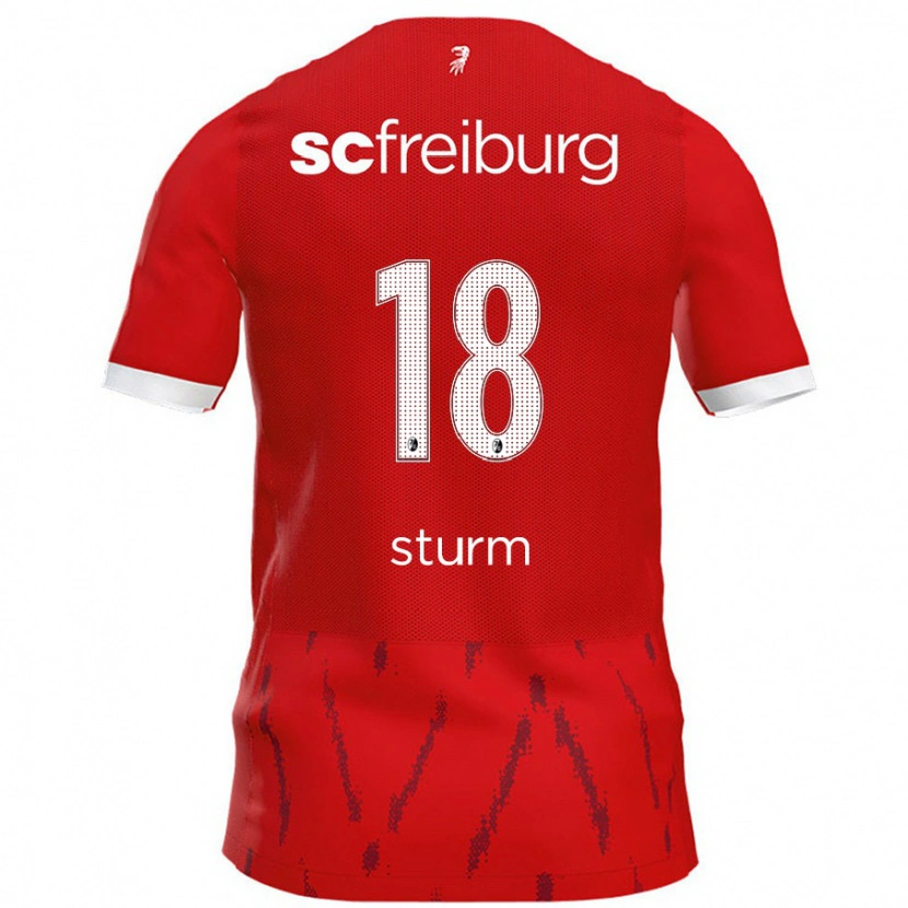 Danxen Kvinder Yann Sturm #18 Rød Hjemmebane Spillertrøjer 2024/25 Trøje T-Shirt