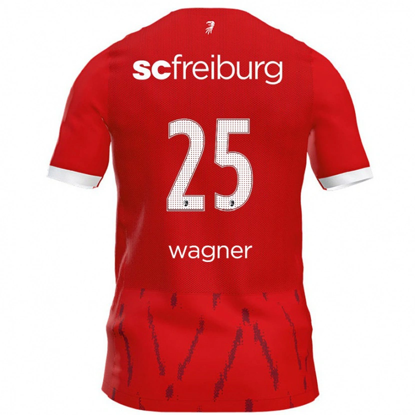 Danxen Kvinder Noah Wagner #25 Rød Hjemmebane Spillertrøjer 2024/25 Trøje T-Shirt