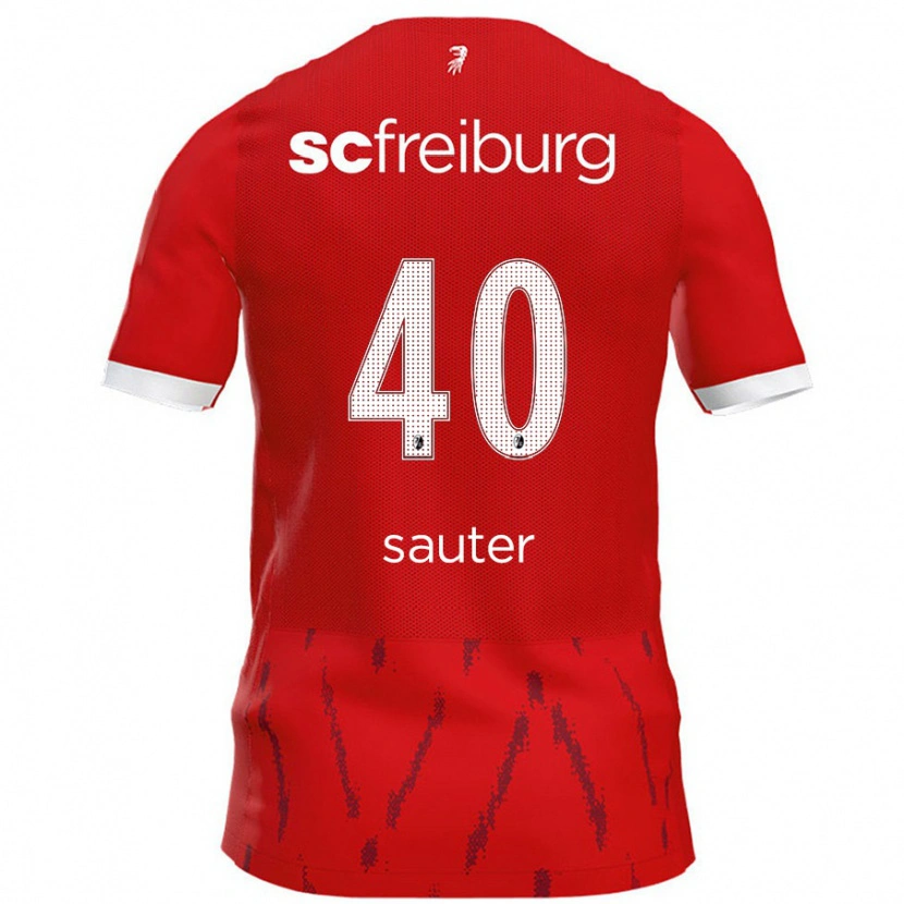 Danxen Kvinder Niklas Sauter #40 Rød Hjemmebane Spillertrøjer 2024/25 Trøje T-Shirt