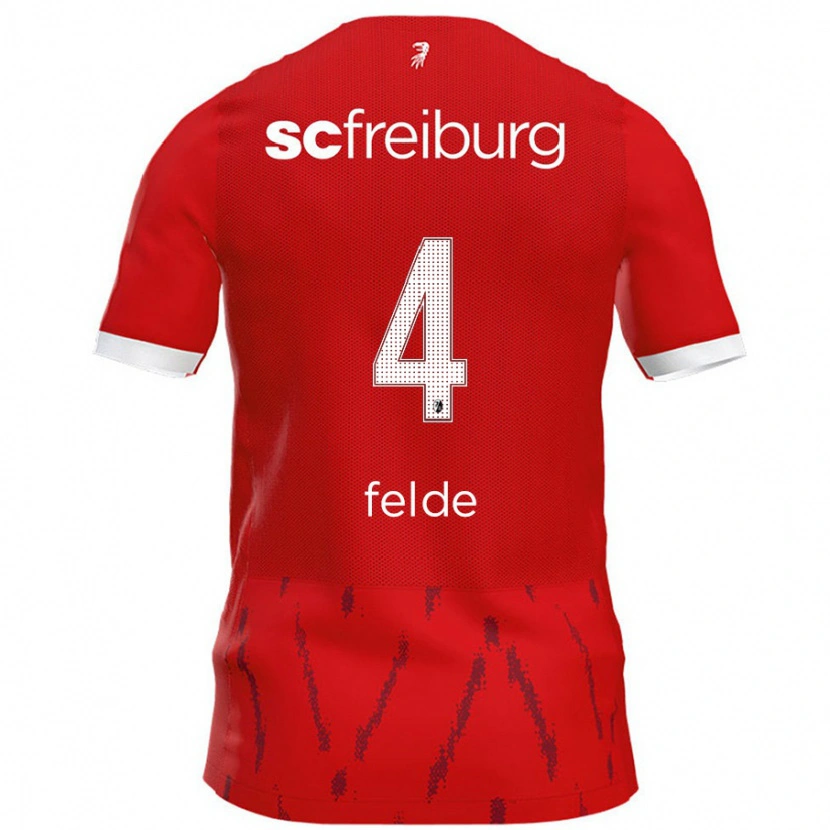 Danxen Kvinder Meret Felde #4 Rød Hjemmebane Spillertrøjer 2024/25 Trøje T-Shirt