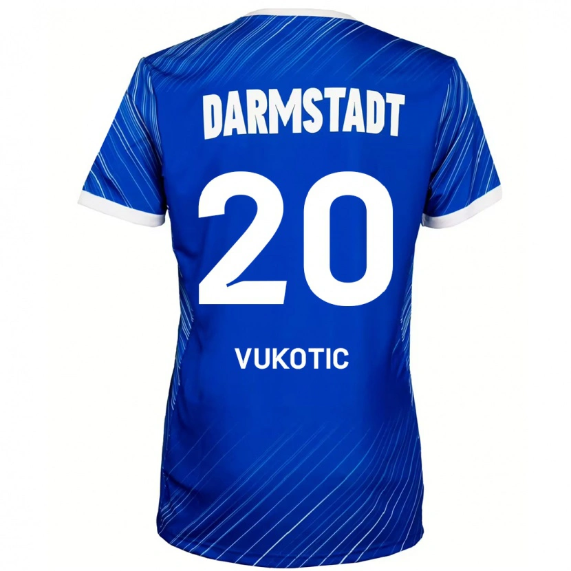Danxen Kvinder Aleksandar Vukotic #20 Blå Hvid Hjemmebane Spillertrøjer 2024/25 Trøje T-Shirt