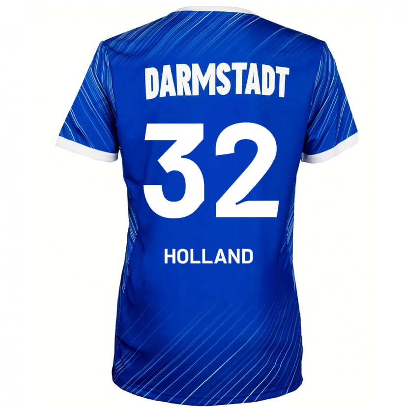 Danxen Kvinder Fabian Holland #32 Blå Hvid Hjemmebane Spillertrøjer 2024/25 Trøje T-Shirt