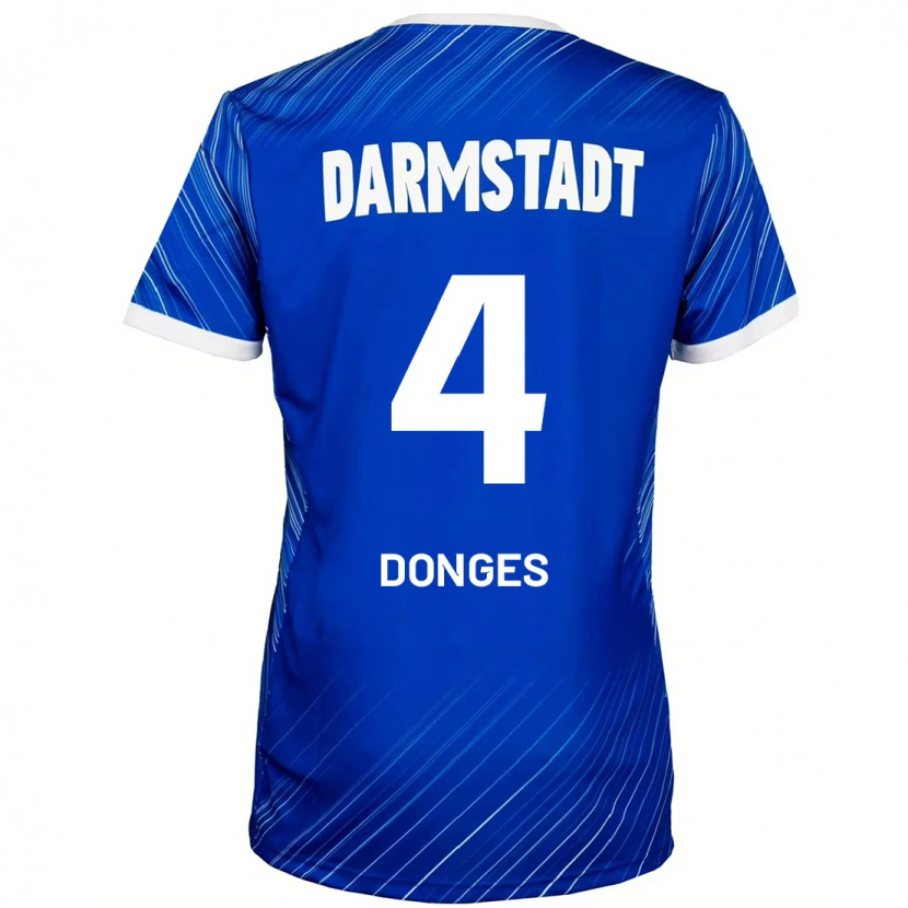 Danxen Kvinder Julian Donges #4 Blå Hvid Hjemmebane Spillertrøjer 2024/25 Trøje T-Shirt