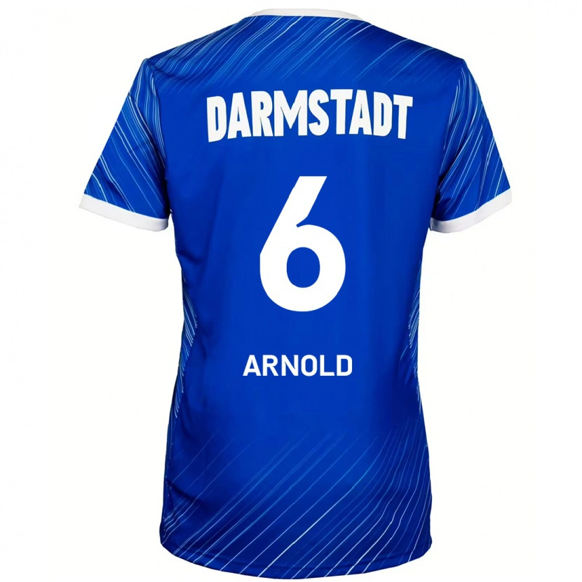 Danxen Kvinder Tim Arnold #6 Blå Hvid Hjemmebane Spillertrøjer 2024/25 Trøje T-Shirt