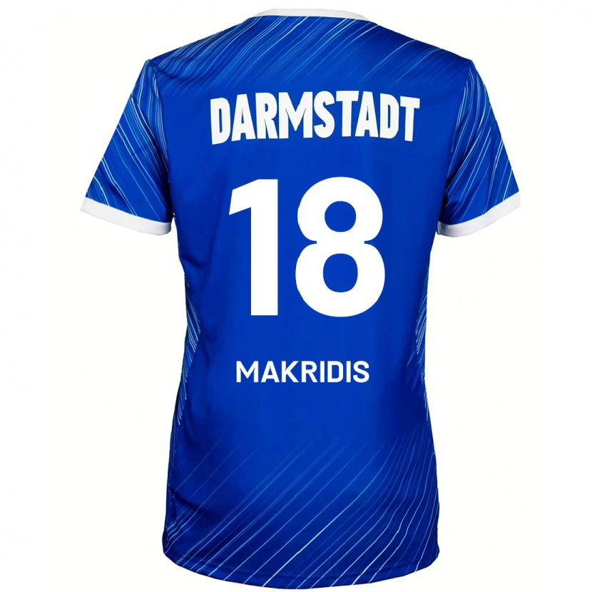 Danxen Kvinder Georgios Makridis #18 Blå Hvid Hjemmebane Spillertrøjer 2024/25 Trøje T-Shirt