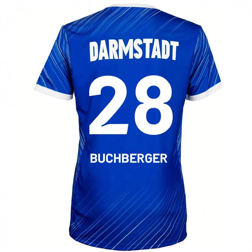 Danxen Kvinder Jonas Buchberger #28 Blå Hvid Hjemmebane Spillertrøjer 2024/25 Trøje T-Shirt