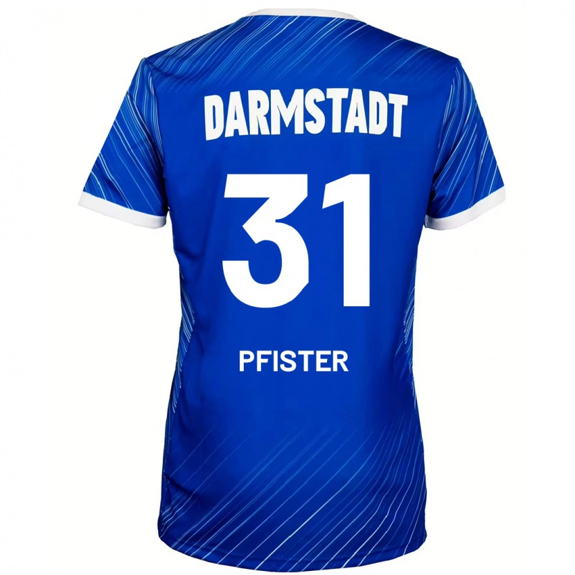 Danxen Kvinder Max Pfister #31 Blå Hvid Hjemmebane Spillertrøjer 2024/25 Trøje T-Shirt