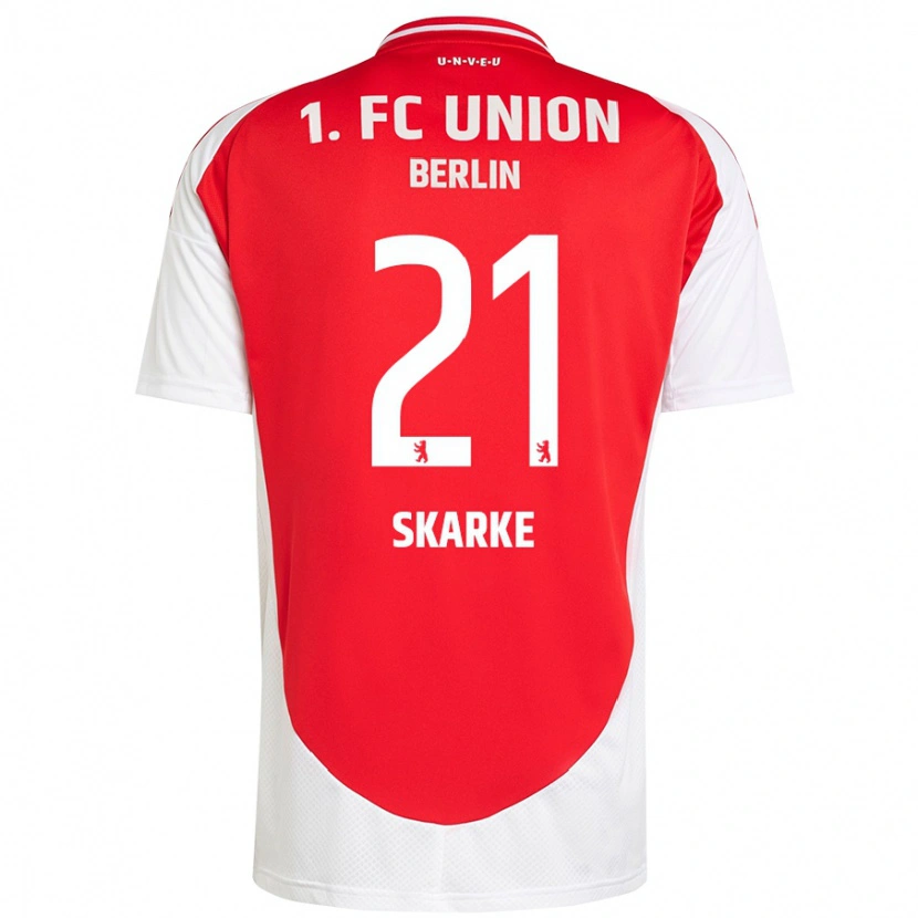 Danxen Kvinder Tim Skarke #21 Rød Hvid Hjemmebane Spillertrøjer 2024/25 Trøje T-Shirt