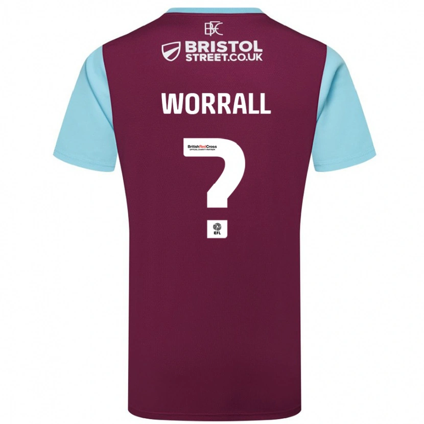 Danxen Kvinder Joe Worrall #0 Burgund Himmelblå Hjemmebane Spillertrøjer 2024/25 Trøje T-Shirt