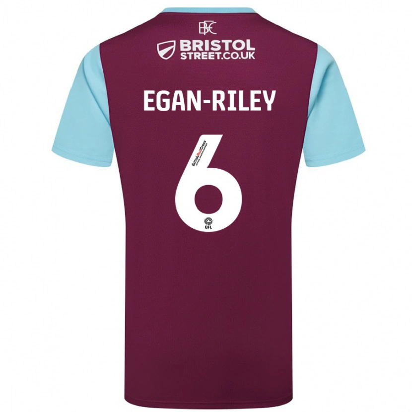 Danxen Kvinder Cj Egan-Riley #6 Burgund Himmelblå Hjemmebane Spillertrøjer 2024/25 Trøje T-Shirt