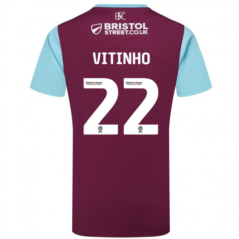 Danxen Kvinder Vitinho #22 Burgund Himmelblå Hjemmebane Spillertrøjer 2024/25 Trøje T-Shirt