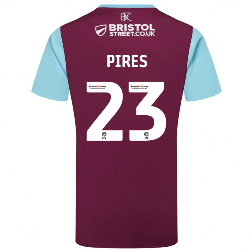 Danxen Kvinder Lucas Pires #23 Burgund Himmelblå Hjemmebane Spillertrøjer 2024/25 Trøje T-Shirt
