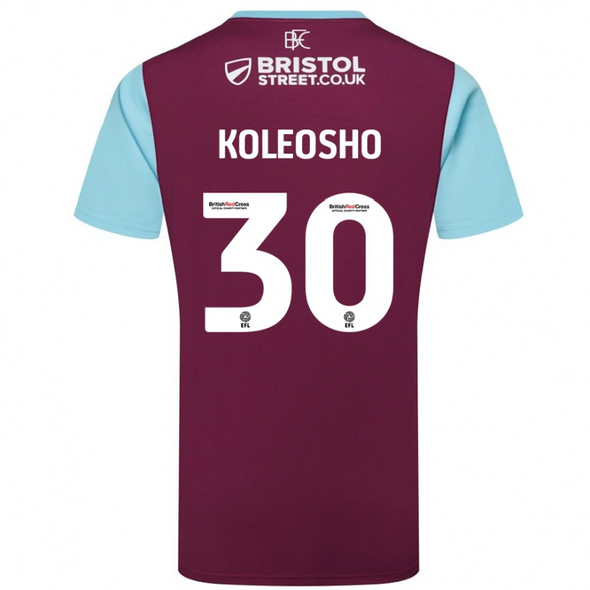 Danxen Kvinder Luca Koleosho #30 Burgund Himmelblå Hjemmebane Spillertrøjer 2024/25 Trøje T-Shirt