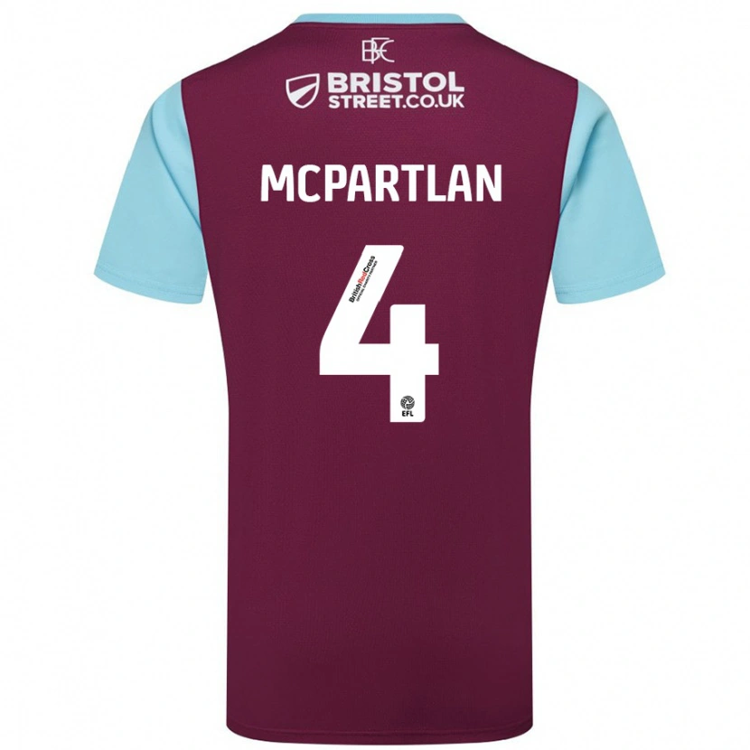 Danxen Kvinder Brenna Mcpartlan #4 Burgund Himmelblå Hjemmebane Spillertrøjer 2024/25 Trøje T-Shirt