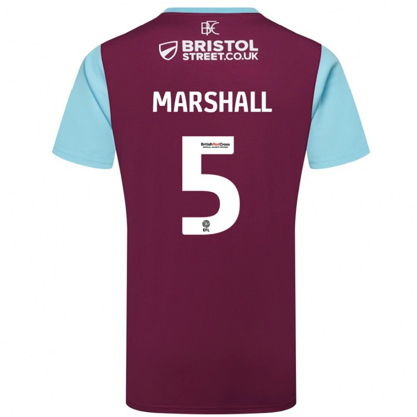 Danxen Kvinder Georgia Marshall #5 Burgund Himmelblå Hjemmebane Spillertrøjer 2024/25 Trøje T-Shirt