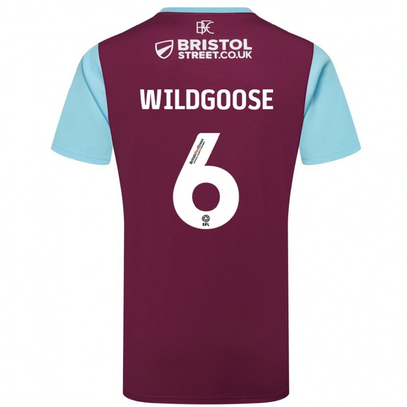 Danxen Kvinder Mikayla Wildgoose #6 Burgund Himmelblå Hjemmebane Spillertrøjer 2024/25 Trøje T-Shirt