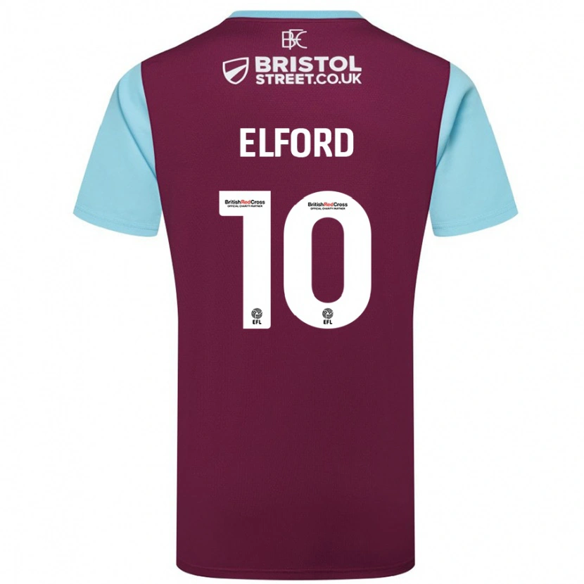 Danxen Kvinder Laura Elford #10 Burgund Himmelblå Hjemmebane Spillertrøjer 2024/25 Trøje T-Shirt