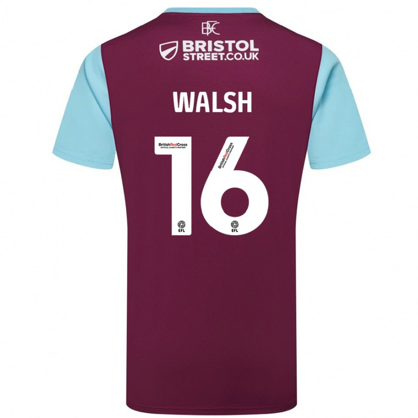 Danxen Kvinder Lucy Walsh #16 Burgund Himmelblå Hjemmebane Spillertrøjer 2024/25 Trøje T-Shirt