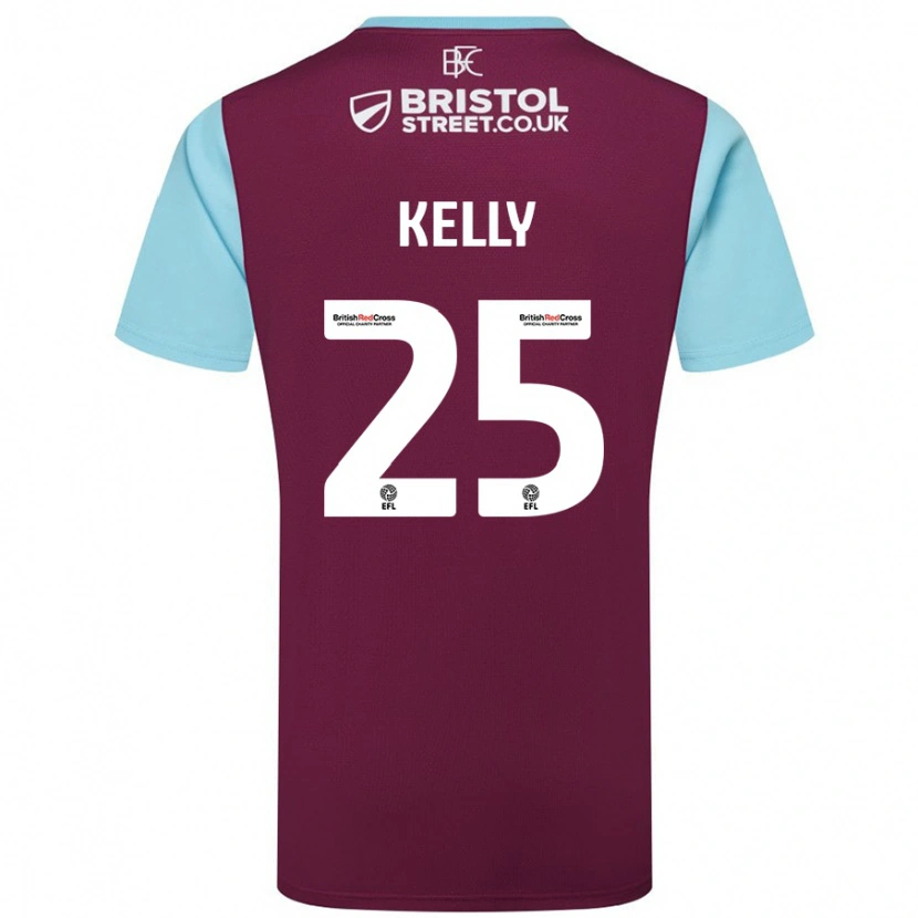 Danxen Kvinder Aimee Kelly #25 Burgund Himmelblå Hjemmebane Spillertrøjer 2024/25 Trøje T-Shirt