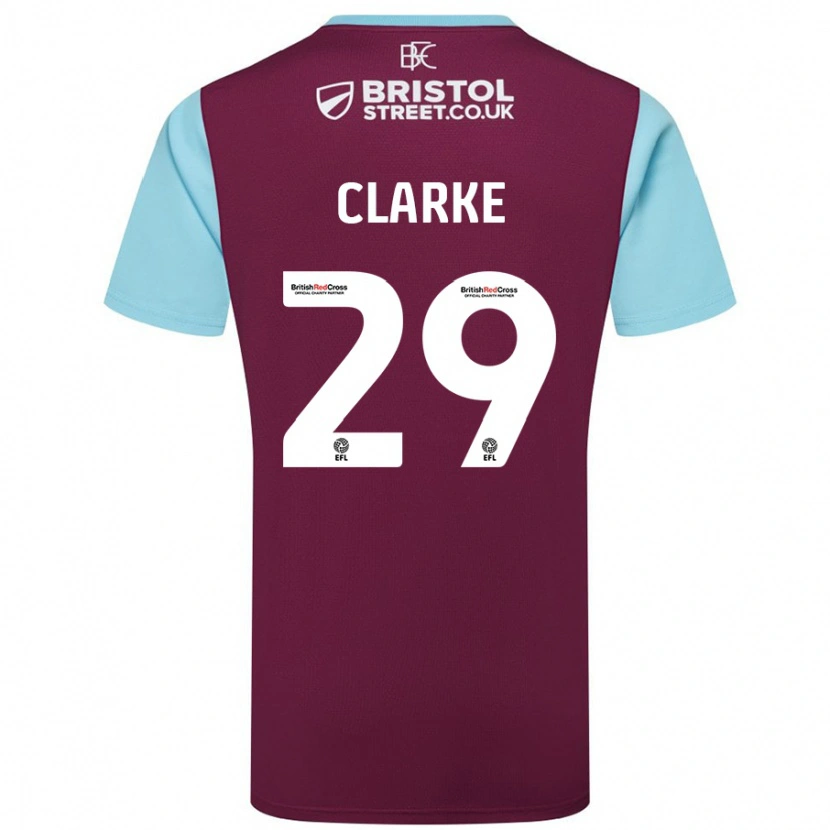 Danxen Kvinder Abby Clarke #29 Burgund Himmelblå Hjemmebane Spillertrøjer 2024/25 Trøje T-Shirt