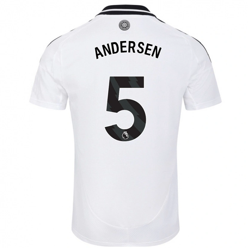 Danxen Kvinder Joachim Andersen #5 Hvid Hjemmebane Spillertrøjer 2024/25 Trøje T-Shirt