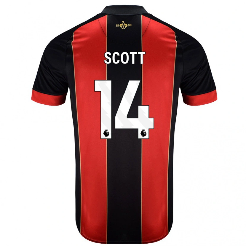 Danxen Kvinder Alex Scott #14 Rød Sort Hjemmebane Spillertrøjer 2024/25 Trøje T-Shirt