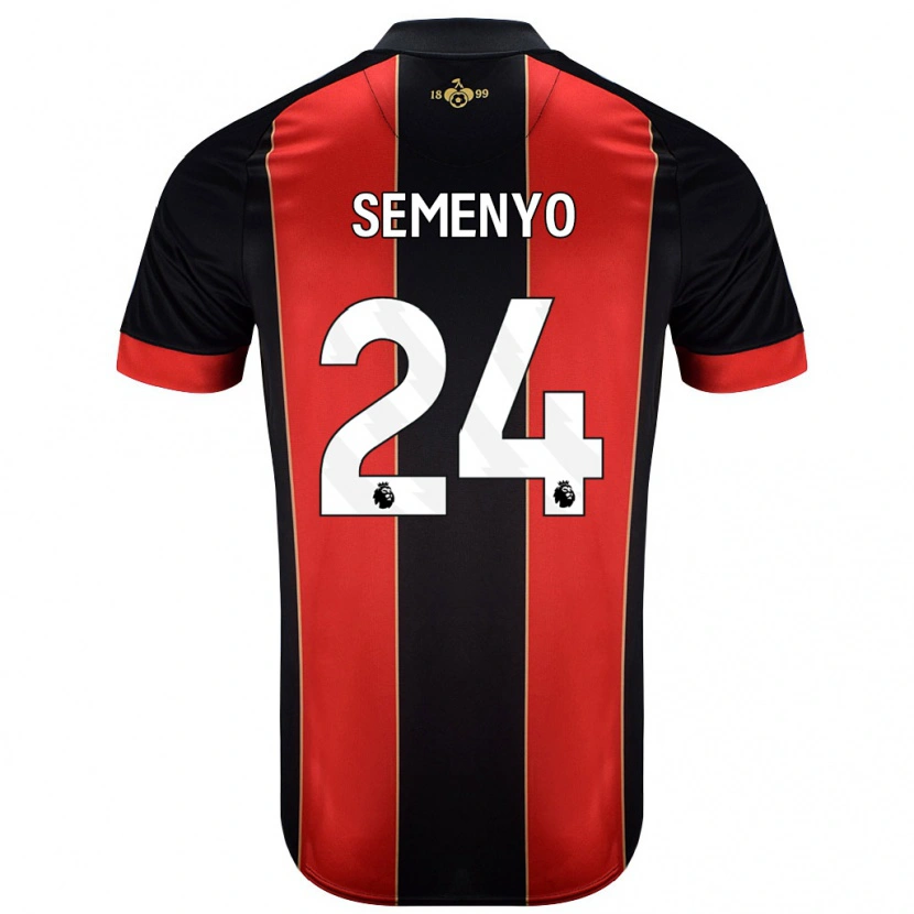 Danxen Kvinder Antoine Semenyo #24 Rød Sort Hjemmebane Spillertrøjer 2024/25 Trøje T-Shirt
