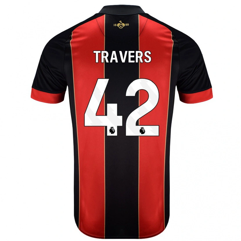 Danxen Kvinder Mark Travers #42 Rød Sort Hjemmebane Spillertrøjer 2024/25 Trøje T-Shirt