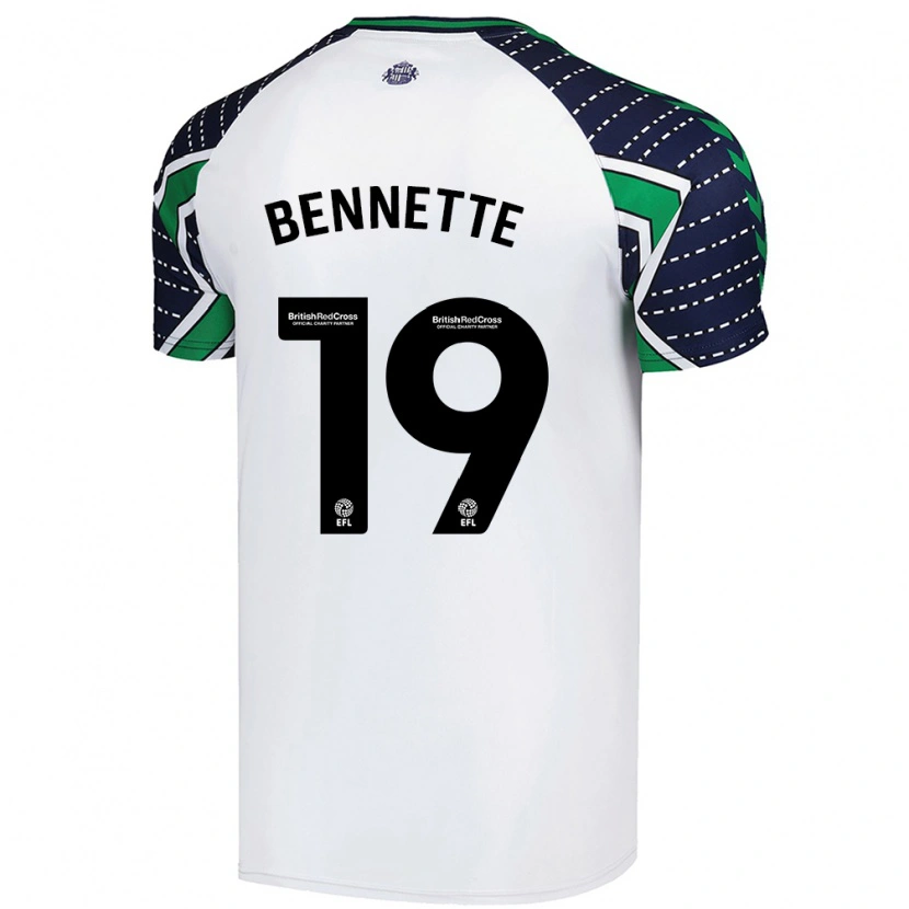Danxen Kvinder Jewison Bennette #19 Hvid Udebane Spillertrøjer 2024/25 Trøje T-Shirt