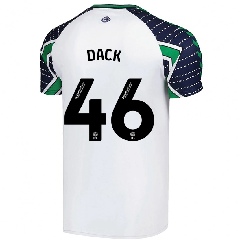 Danxen Kvinder Bradley Dack #46 Hvid Udebane Spillertrøjer 2024/25 Trøje T-Shirt
