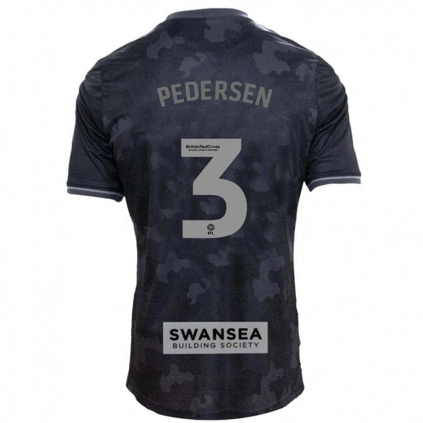 Danxen Kvinder Kristian Pedersen #3 Sort Udebane Spillertrøjer 2024/25 Trøje T-Shirt