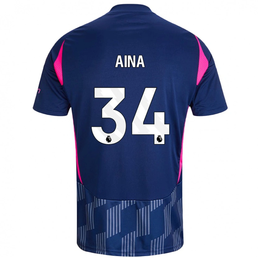 Danxen Kvinder Ola Aina #34 Kongeblå Pink Udebane Spillertrøjer 2024/25 Trøje T-Shirt