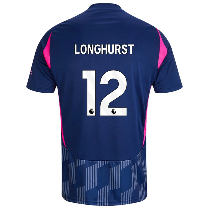 Danxen Kvinder Kate Longhurst #12 Kongeblå Pink Udebane Spillertrøjer 2024/25 Trøje T-Shirt