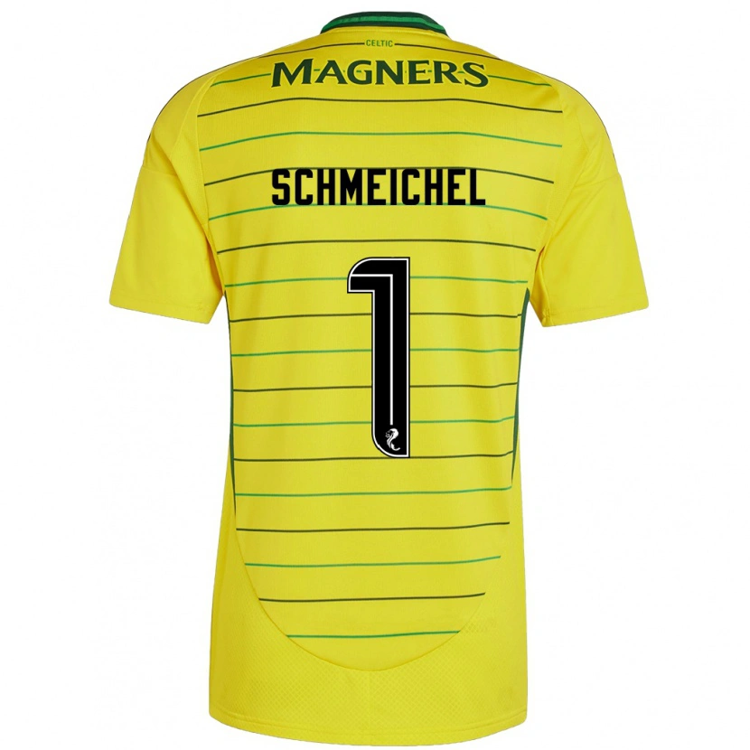Danxen Kvinder Kasper Schmeichel #1 Gul Udebane Spillertrøjer 2024/25 Trøje T-Shirt