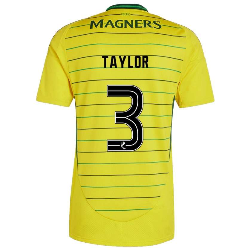 Danxen Kvinder Greg Taylor #3 Gul Udebane Spillertrøjer 2024/25 Trøje T-Shirt