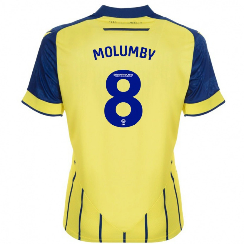 Danxen Kvinder Jayson Molumby #8 Gul Blå Udebane Spillertrøjer 2024/25 Trøje T-Shirt