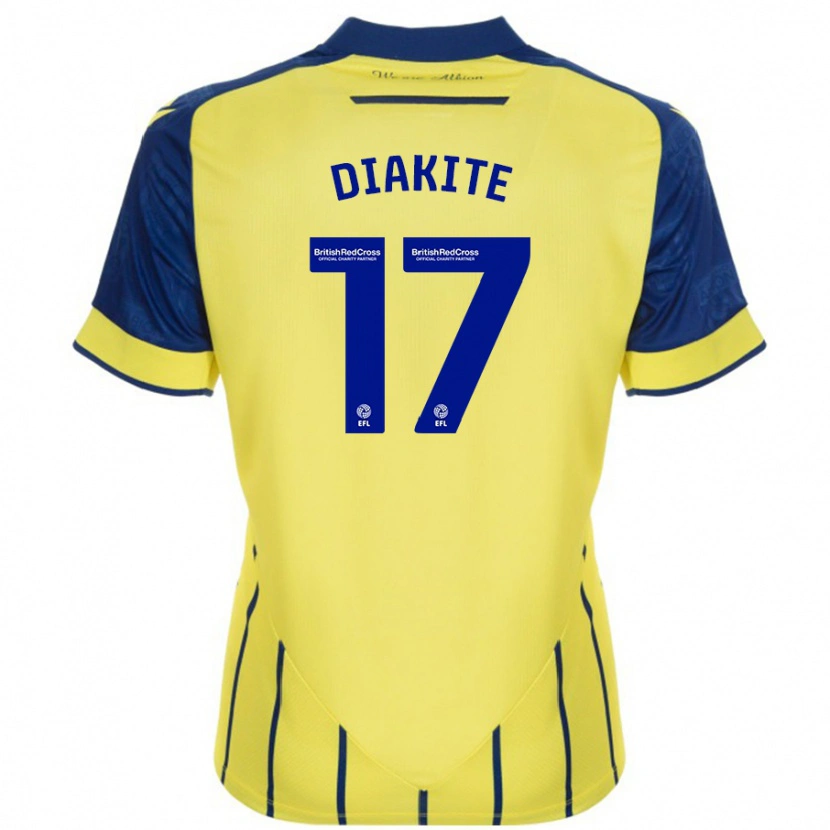 Danxen Kvinder Ousmane Diakité #17 Gul Blå Udebane Spillertrøjer 2024/25 Trøje T-Shirt