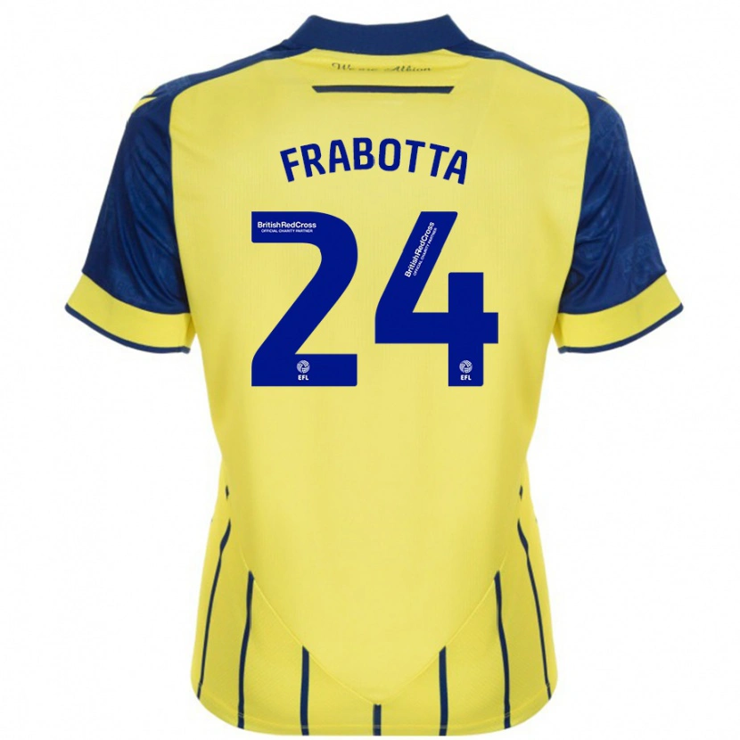 Danxen Kvinder Gianluca Frabotta #24 Gul Blå Udebane Spillertrøjer 2024/25 Trøje T-Shirt